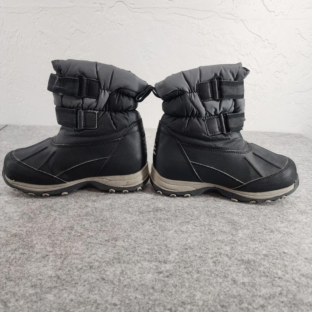 LL Bean Kids Youth Sz 13 Black Gray Insulated Waterproof Snow‎ Boots Winter Gear